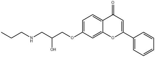 7-[2-ヒドロキシ-3-(プロピルアミノ)プロポキシ]-2-フェニル-4H-1-ベンゾピラン-4-オン 化学構造式