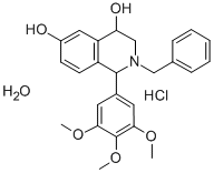 4,6-Isoquinolinediol, 1,2,3,4-tetrahydro-2-(phenylmethyl)-1-(3,4,5-tri methoxyphenyl)-, hydrochloride, hydrate (3:3:1) Structure
