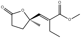 Butanoic acid, 2-[[(2R)-tetrahydro-2-methyl-5-oxo-2-furanyl]methylene]-, methyl ester, (2E)- (9CI) Structure