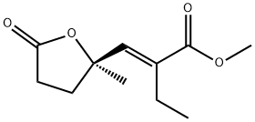 Butanoic acid, 2-[[(2R)-tetrahydro-2-methyl-5-oxo-2-furanyl]methylene]-, methyl ester, (2E)- (9CI) 化学構造式