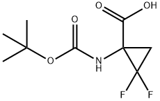1-(叔丁氧羰基氨基)-2,2-二氟环丙基甲酸, 796882-45-6, 结构式