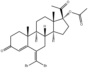 17Α-乙酰氧基-6-二溴亚甲基孕甾-4-烯-3,20-二酮, 79694-56-7, 结构式