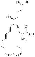 (5S,6R,7E,9E,11Z,14Z,17Z)-6-[[(R)-2-アミノ-2-カルボキシエチル]チオ]-5-ヒドロキシ-7,9,11,14,17-イコサペンタエン酸 化学構造式