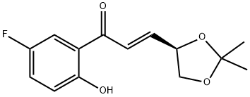 (E)-(4R)-4,5-イソプロピリデン-ジオキシ-1-(2-ヒドロキシ-5-フルオロフェニル)プロペノン 化学構造式