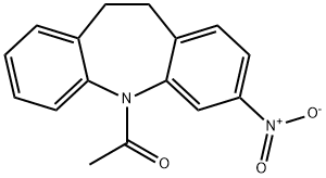 1-(3-ニトロ-10,11-ジヒドロ-5H-ジベンゾ[b,f]アゼピン-5-イル)エタノン 化学構造式