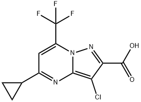 3-クロロ-5-シクロプロピル-7-(トリフルオロメチル)ピラゾロ[1,5-A]ピリミジン-2-カルボン酸 化学構造式