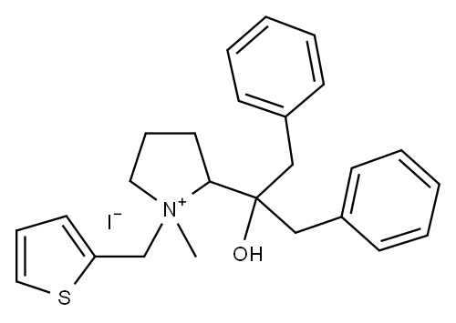 2-(1-Hydroxy-2-phenyl-1-benzylethyl)-1-methyl-1-(2-thienylmethyl)pyrro lidinium iodide Structure