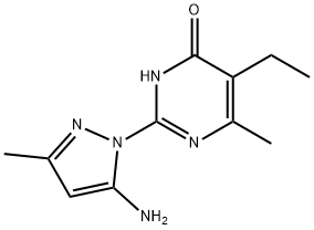 2-(5-AMINO-3-METHYL-1H-PYRAZOL-1-YL)-5-ETHYL-6-METHYLPYRIMIDIN-4(3H)-ONE 结构式