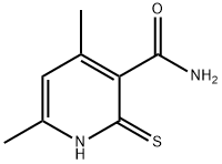 1,2-ジヒドロ-4,6-ジメチル-2-チオキソ-3-ピリジンカルボキサミド 化学構造式