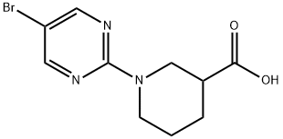 1-(5-ブロモピリミジン-2-イル)ピペリジン-3-カルボン酸 化学構造式