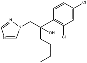 rac-(S*)-1-(2,4-ジクロロフェニル)-1-[(1H-1,2,4-トリアゾール-1-イル)メチル]ペンタン-1-オール 化学構造式