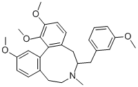 5H-Dibenz(d,f)azonine, 6,7,8,9-tetrahydro-6-((3-methoxyphenyl)methyl)- 7-methyl-1,2,12-trimethoxy-, (-)- Structure