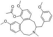 5H-Dibenz(d,f)azonin-1-ol, 6,7,8,9-tetrahydro-2,12-dimethoxy-6-((3-met hoxyphenyl)methyl)-7-methyl-, acetate (ester), (-)- Structure