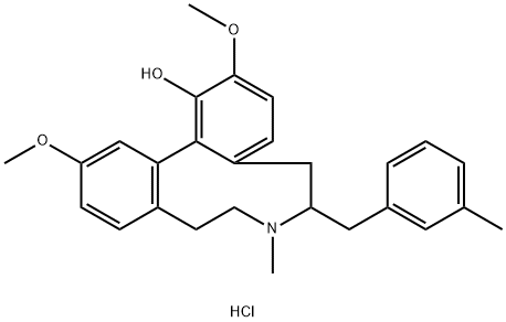 5H-Dibenz(d,f)azonin-1-ol, 6,7,8,9-tetrahydro-2,12-dimethoxy-7-methyl-  6-((3-methylphenyl)methyl)-, hydrochloride, (-)- Structure