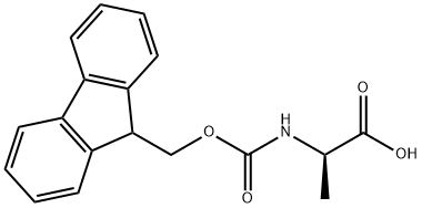 N-[(9H-フルオレン-9-イルメトキシ)カルボニル]-D-アラニン水和物 化学構造式