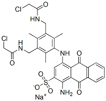 sodium 1-amino-4-[[3,5-bis[[(chloroacetyl)amino]methyl]-2,4,6-trimethylphenyl]amino]-9,10-dihydro-9,10-dioxoanthracene-2-sulphonate Structure