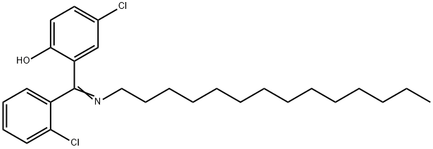 (6E)-4-chloro-6-[(2-chlorophenyl)-(tetradecylamino)methylidene]cyclohe xa-2,4-dien-1-one 化学構造式