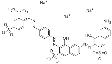 Trinatrium-6-[(7-amino-1-hydroxy-3-sulfonato-2-naphthyl)azo]-3-[[4-[[4-amino-6(oder 7)-sulfonatonaphthyl]azo]phenyl]azo]-4-hydroxynaphthalin-2-sulfonat