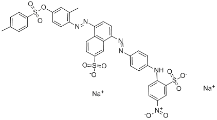 Dinatrium-5(oder 8)-(3-methyl-4-(4-methylphenylsulfonyloxy)phenylazo)-8(oder 5)-4-(4-nitro-2-sulfophenylamino)phenylazo)naphthalin-2-sulfonat