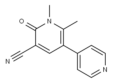 1,6-ジヒドロ-1,2-ジメチル-6-オキソ-3,4′-ビピリジン-5-カルボニトリル 化学構造式