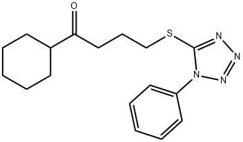 1-cyclohexyl-4-(1-phenyl-5-tetrazolyl)thio-1-butanone Struktur