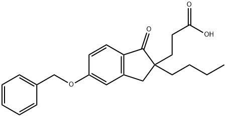5-benzyloxy-1-oxo-2-butyl-2-indan propionic acid Struktur