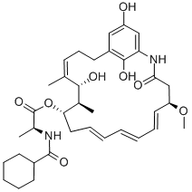 L-Alanine, N-(cyclohexylcarbonyl)-, 11-ester with 20,23-didehydro-20,2 3-dideoxo-20,23-dihydroxyansatrienol A,80111-48-4,结构式