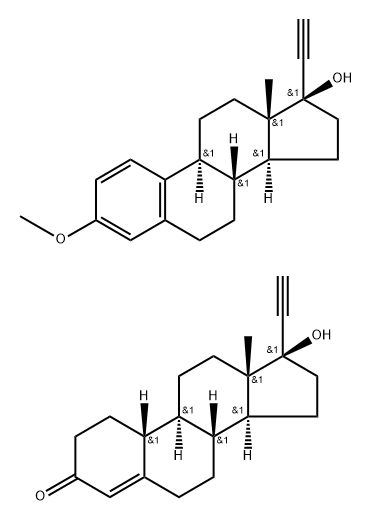 (17R)-17-ヒドロキシ-19-ノルプレグナ-4-エン-20-イン-3-オン/(17R)-3-メトキシ-19-ノルプレグナ-1,3,5(10)-トリエン-20-イン-17-オール 化学構造式