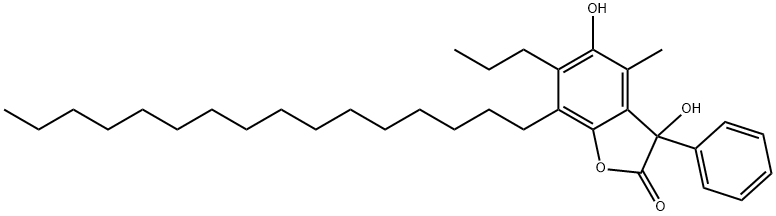 7-十六烷基-3,5-二羟基-4-甲基-3-苯基-6-丙基-3H-苯并呋喃-2-酮, 80280-36-0, 结构式