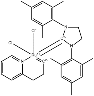 二氯[1,3-双(2,4,6-三甲基苯基)-2-咪唑烷亚基][3-(2-吡啶基)亚丙基]钌(II), 802912-44-3, 结构式