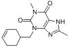 3-[(3-シクロヘキセン-1-イル)メチル]-3,7-ジヒドロ-1,8-ジメチル-1H-プリン-2,6-ジオン 化学構造式