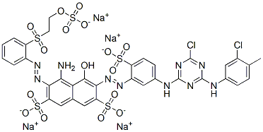 2,7-Naphthalenedisulfonic acid, 4-amino-6-[[5-[[4-chloro-6-[(3-chloro-4-methylphenyl)amino]-1,3,5-triazin-2-yl]amino]-2-sulfophenyl]azo]-5-hydroxy-3-[[2-[[2-(sulfooxy)ethyl]sulfonyl]phenyl]azo]-, tetrasodium salt Structure