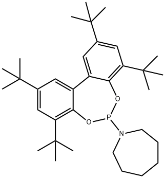ヘキサヒドロ-1-[2,4,8,10-テトラキス(1,1-ジメチルエチル)ジベンゾ[d,f][1,3,2]ジオキサホスフェピン-6-イル]-1H-アゼピン 化学構造式