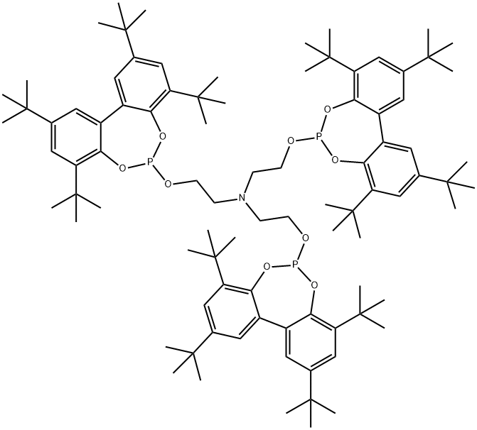 2-[2,4,8,10-四(1,1-二甲基乙基)二苯并[D,F][1,3,2]二氧杂磷杂环庚烷-6-基]氧]-N,N-双[2-[2,4,8,10-四(1,1-二甲基乙基)二苯并[D,F][1,3,2]二氧杂磷杂环庚烷-6-基]乙基]乙胺 结构式