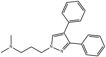 N,N-ジメチル-3,4-ジフェニル-1H-ピラゾール-1-(1-プロパンアミン) 化学構造式
