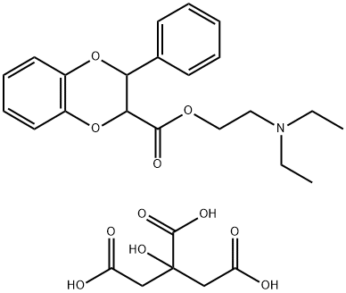 trans-2-(Diethylamino)ethyl 2,3-dihydro-3-phenyl-1,4-benzodioxin-2-car boxylate citrate Struktur