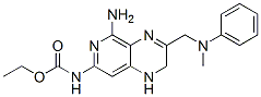 1,2-ジヒドロ-5-アミノ-3-(N-メチルアニリノメチル)ピリド[3,4-b]ピラジン-7-カルバミド酸エチル 化学構造式