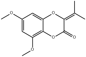 6,8-ジメトキシ-3-(1-メチルエチリデン)-1,4-ベンゾジオキシン-2(3H)-オン 化学構造式