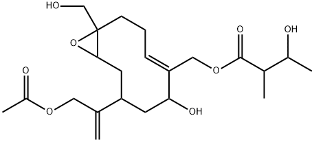3-ヒドロキシ-2-メチルブタン酸[8-[1-(アセトキシメチル)ビニル]-6-ヒドロキシ-1-ヒドロキシメチル-11-オキサビシクロ[8.1.0]ウンデカ-4-エン-5-イル]メチル 化学構造式