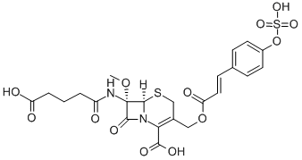 (6R,7S)-7α-[(4-Carboxy-1-oxobutyl)amino]-7-methoxy-8-oxo-3-[[[(E)-1-oxo-3-[4-(sulfooxy)phenyl]-2-propenyl]oxy]methyl]-5-thia-1-azabicyclo[4.2.0]oct-2-ene-2-carboxylic acid,80458-11-3,结构式