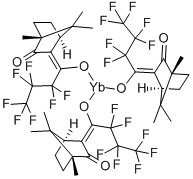 三[3-(七氟丙基羟基亚甲基-D-樟脑酰基,镱(III)衍生物, 80464-74-0, 结构式