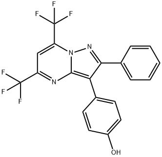 4-[2-フェニル-5,7-ビス(トリフルオロメチル)ピラゾロ[1,5-a]ピリミジン-3-イル]フェノール 化学構造式