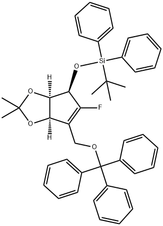 4H-Cyclopenta-1,3-dioxole, 4-[[(1,1-diMethylethyl)diphenylsilyl]oxy]-5-fluoro-3a,6a-dihydro-2,2-diMethyl-6-[(triphenylMethoxy)Methyl]-, (3aR,4R,6aR)- Structure