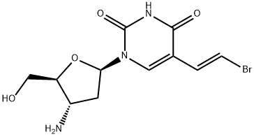 5-(2-bromovinyl)-3-amino-2',3'-dideoxyuridine 化学構造式