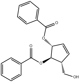 3-Cyclopentene-1,2-diol, 5-(hydroxymethyl)-, 1,2-dibenzoate, 1R-(1.alpha.,2.beta.,5.beta.)- 化学構造式