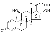 6α,9-ジフルオロ-11β,16α,17,21-テトラヒドロキシプレグナ-1,4-ジエン-3,20-ジオン 化学構造式