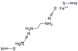 ethane-1,2-diamine, iron(+2) cation, mercury(+2) cation, tetrathiocyan ate 结构式