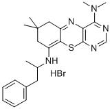 6H-Pyrimido(4,5-b)(1,4)benzothiazine, 7,8-dihydro-7,7-dimethyl-4-(dime thylamino)-9-(alpha-methylphenethylamino)-, hydrobromide Structure