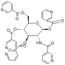 2-[[(ピリジン-3-イル)カルボニル]アミノ]-2-デオキシ-β-D-グルコピラノース1,3,4,6-テトラキス(3-ピリジンカルボキシラート) 化学構造式
