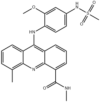 N,5-ジメチル-9-[[2-メトキシ-4-(メチルスルホニルアミノ)フェニル]アミノ]-4-アクリジンカルボアミド 化学構造式
